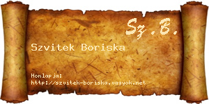 Szvitek Boriska névjegykártya
